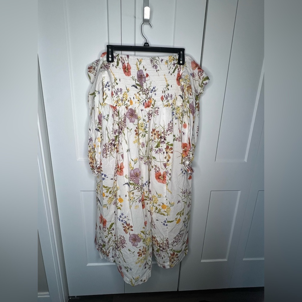 H&M Floral Long Sleeve Dress - Cream and Multicolor